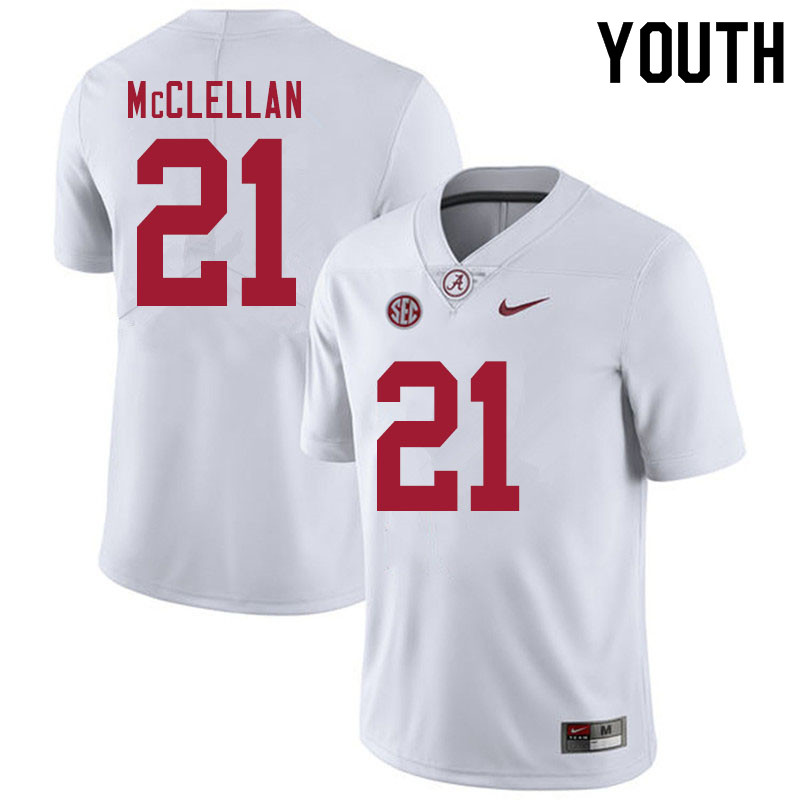Alabama Crimson Tide Youth Jase McClellan #21 White NCAA Nike Authentic Stitched 2020 College Football Jersey IS16Y75UZ